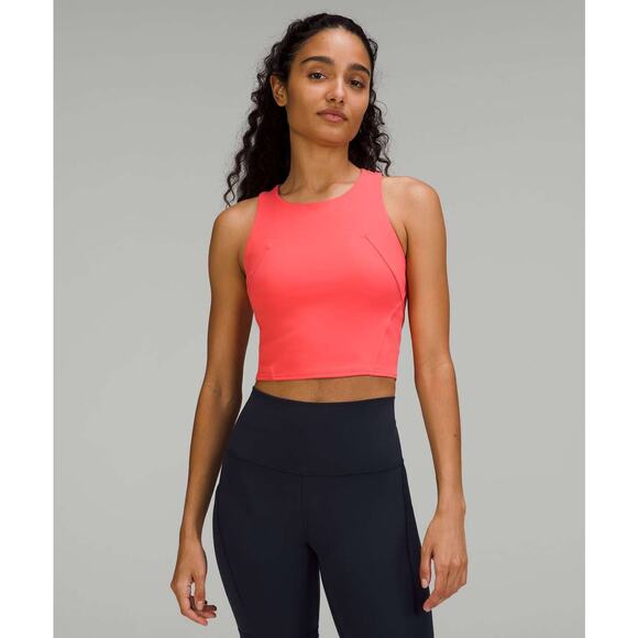 Lululemon Invigorate Training Tank Top Sunset Orange Size 4 Crop Top Gym Run - Picture 1 of 6